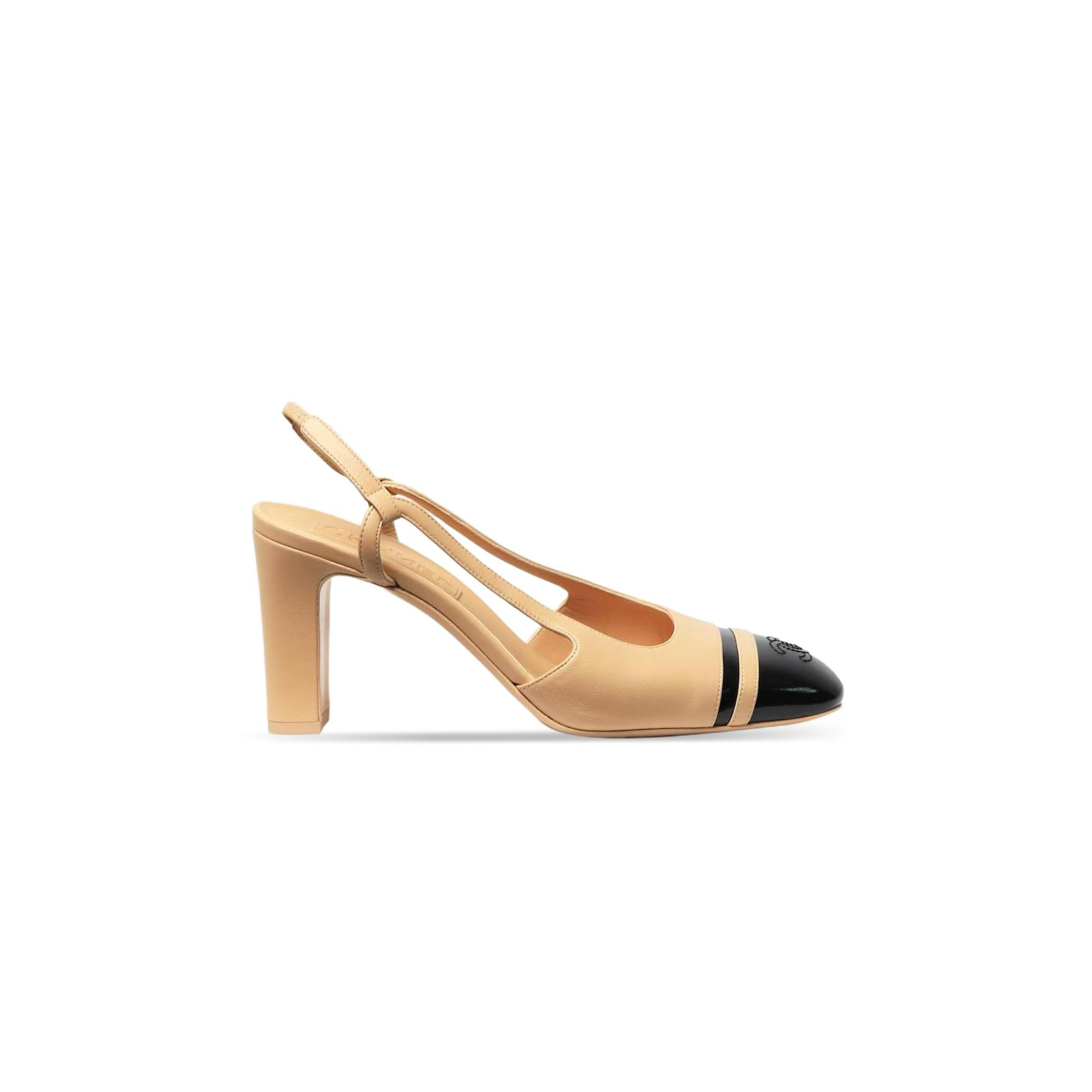 Ch**el beige leather slingback pumps 2213563